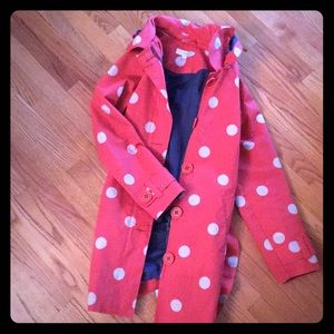Boden Red/Orange Polka Dot Trench Coat